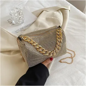 Evening Bag Glitter Rhinestone Evening Bag Shining Evening Clutches Handbag Party Purses(Gold)