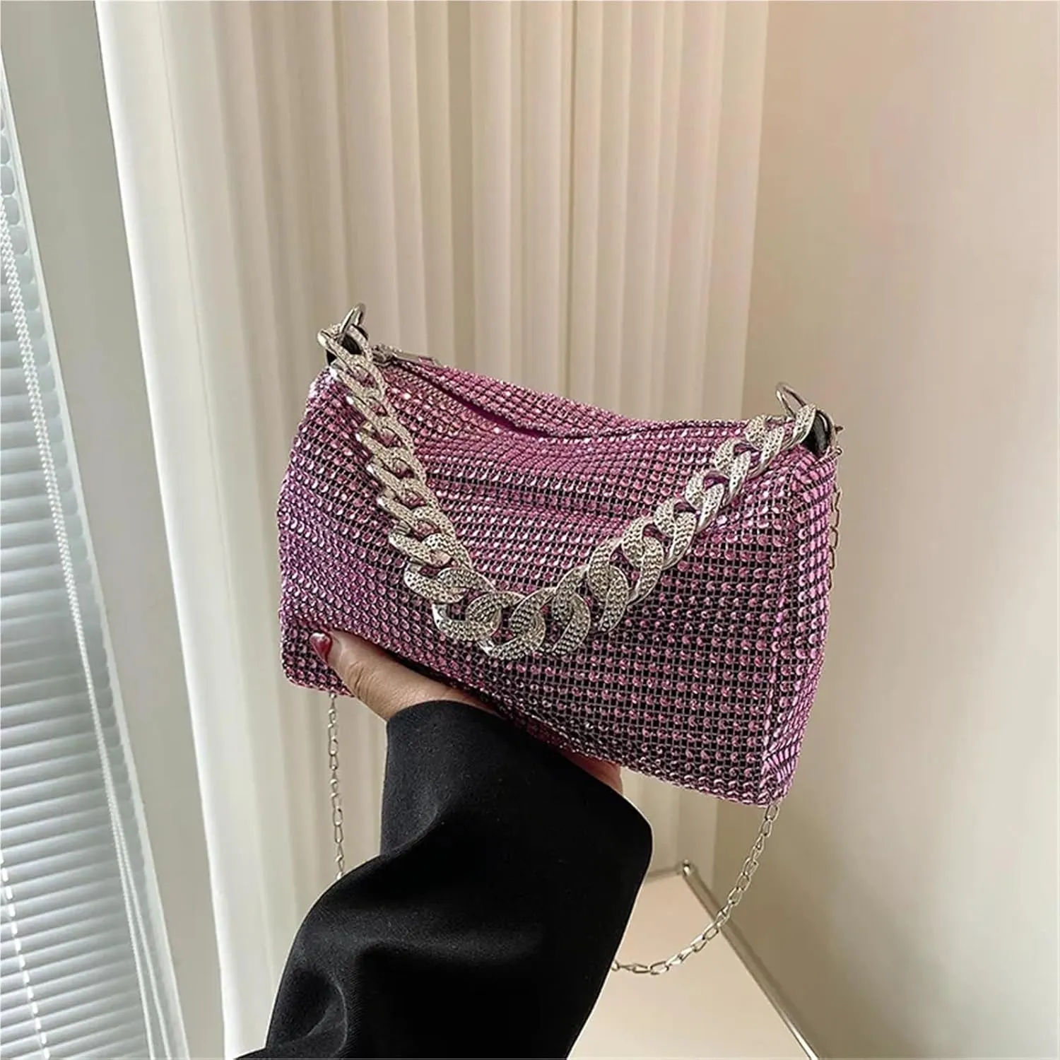 Evening Bag Glitter Rhinestone Evening Bag Shining Evening Clutches Handbag Party Purses(Gold)