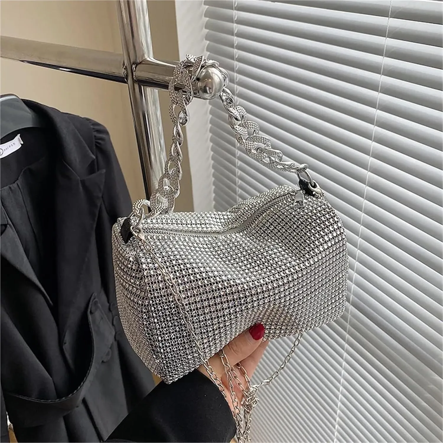 Evening Bag Glitter Rhinestone Evening Bag Shining Evening Clutches Handbag Party Purses(Gold)