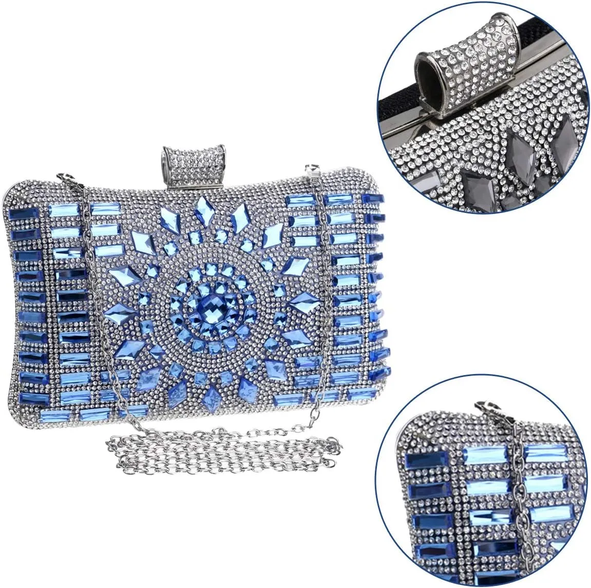 Evening Bag Women Clutches Purse Chain Dress Handbag Rhinestones Wedding Multi Color