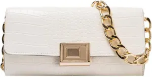 Evening Bags and Clutches for Women Formal Wedding with Shoulder Chain (White)