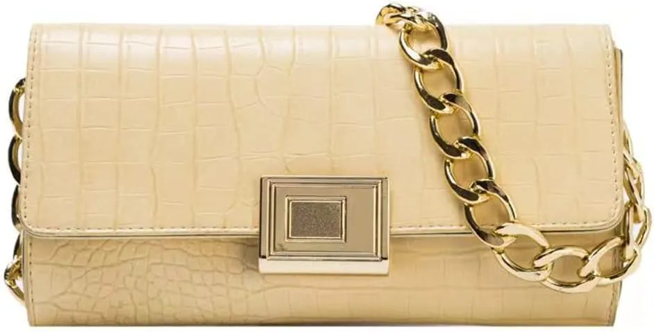 Evening Bags and Clutches for Women Formal Wedding with Shoulder Chain (Yellow)