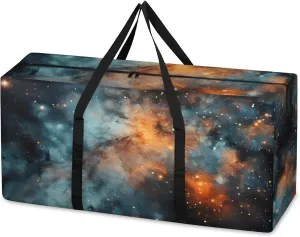Fantastic Galaxy Extra Large Moving Bags Heavy Duty Storage Bags Bright Galaxy Cloth Wrap Around Handles Double Zipper Reusable Convenient Foldable Storage Tote for Travel Camping Space Save