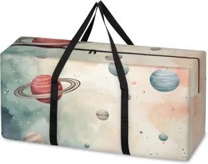 Fantastic Galaxy Extra Large Moving Bags Heavy Duty Storage Bags Watercolor Galaxy Cloth Wrap Around Handles Double Zipper Reusable Convenient Foldable Storage Tote for Travel Camping Space Save
