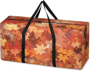 Fantastic Maple Leaves Extra Large Moving Bags Heavy Duty Storage Bags Autumn Leaves Cloth Wrap Around Handles Double Zipper Reusable Convenient Foldable Storage Tote for Travel Camping Space Save