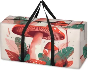 Fantastic Mushrooms Extra Large Moving Bags Heavy Duty Storage Bags Cute Mushrooms Cloth Wrap Around Handles Double Zipper Reusable Convenient Foldable Storage Tote for Travel Camping Space Save