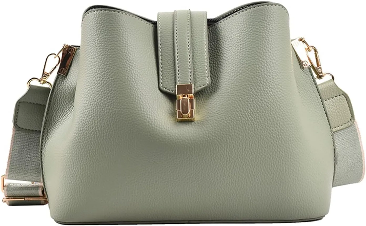 Fashion Bucket Bag Women Bags Luxury Wide Strap Crossbody Bag Pu Leather Totes Bag