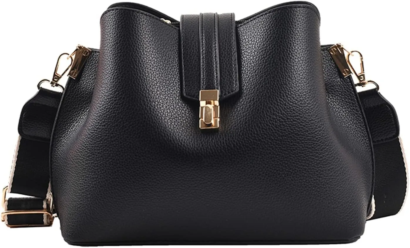 Fashion Bucket Bag Women Bags Luxury Wide Strap Crossbody Bag Pu Leather Totes Bag