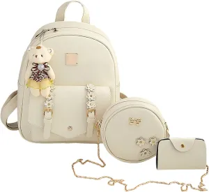 Fashion Children Women Floral Style Travel Backpack Crossbody Bag Card Bag 3Pieces Set Handbag Men