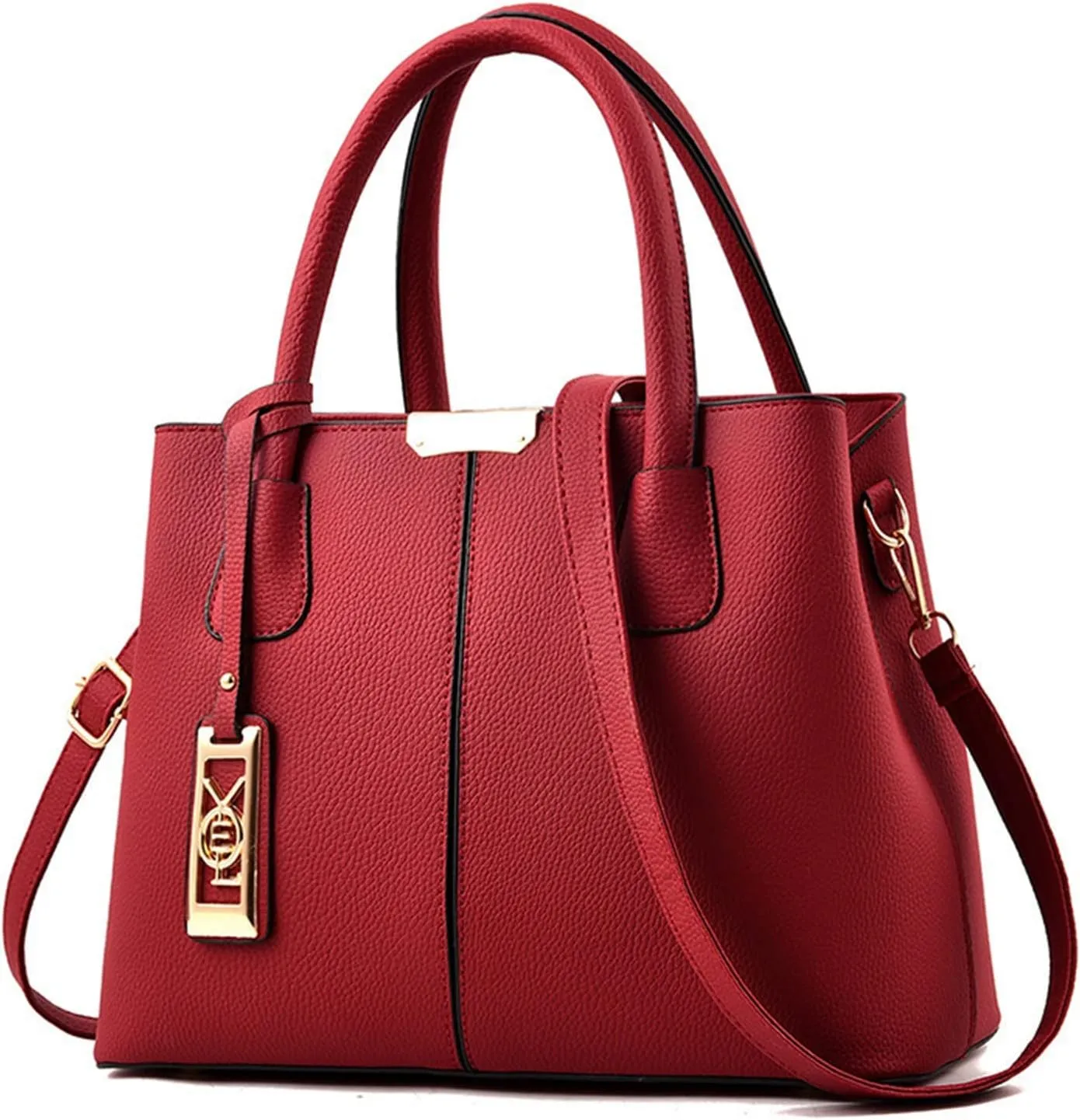 Fashion Handbag Simple Bags Large Capacity One Shoulder Women Bag Man Messenger Bags Small Leather (Red, One Size)