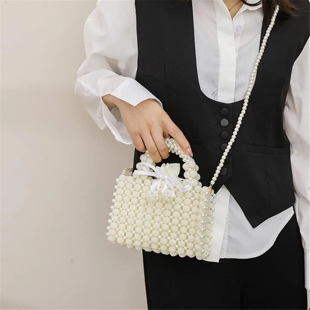 Fashion Women Evening Bags Beading Hollow Out Shoulder Chain Handbags Pearl Wedding Clutches