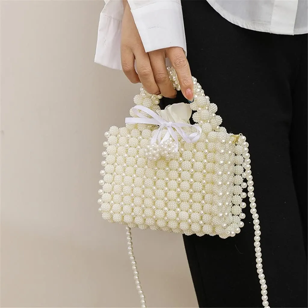 Fashion Women Evening Bags Beading Hollow Out Shoulder Chain Handbags Pearl Wedding Clutches