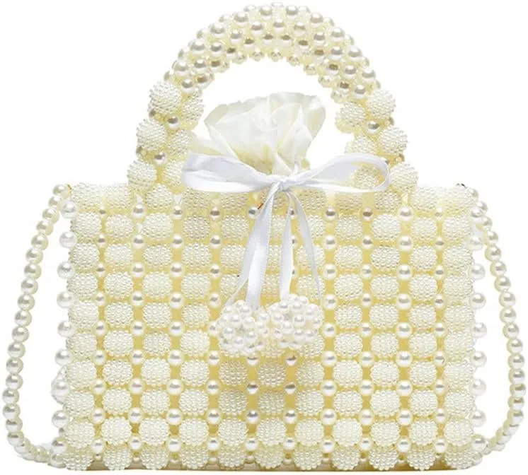 Fashion Women Evening Bags Beading Hollow Out Shoulder Chain Handbags Pearl Wedding Clutches