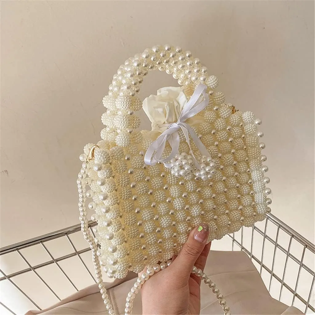 Fashion Women Evening Bags Beading Hollow Out Shoulder Chain Handbags Pearl Wedding Clutches