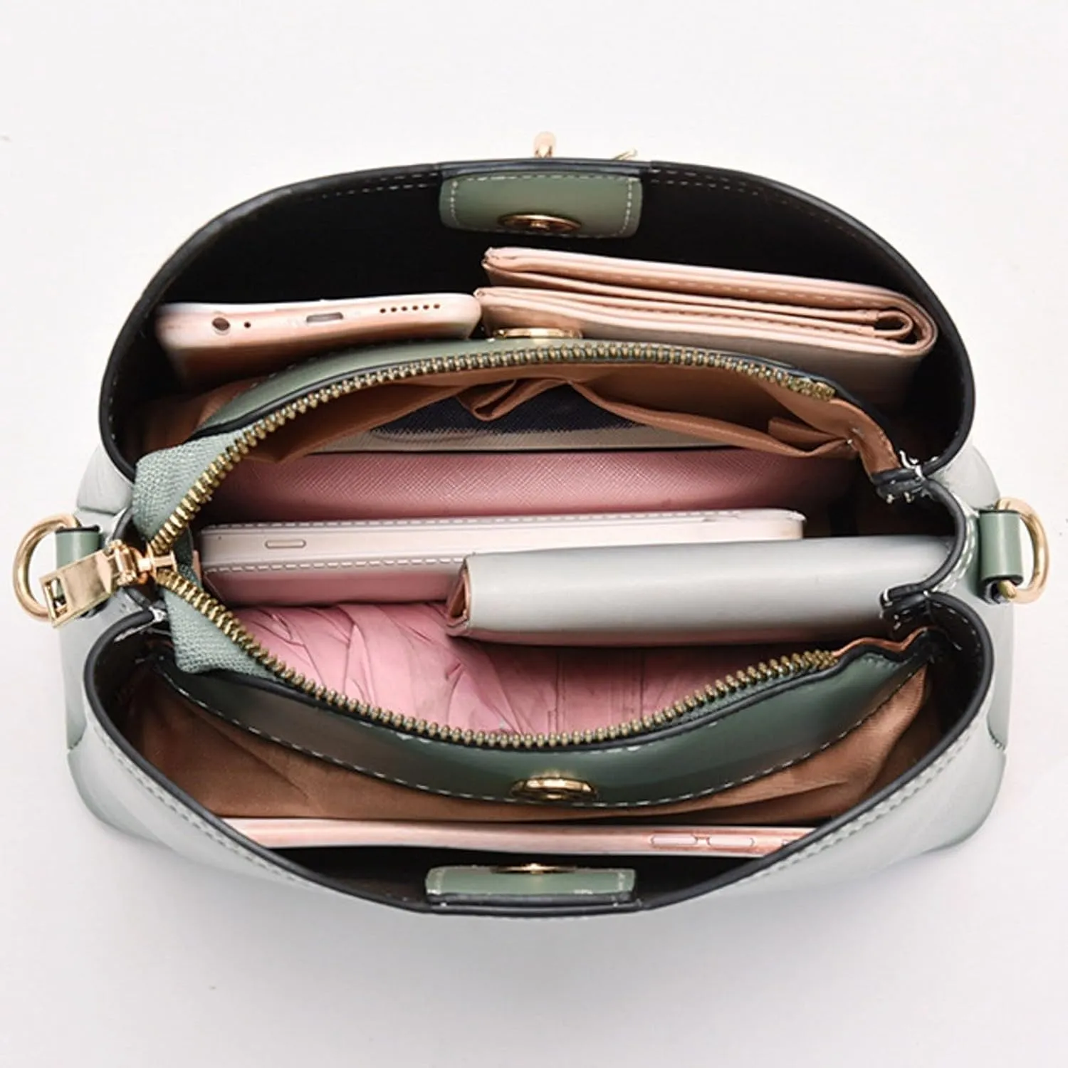 Fashionable And Versatile Women's Casual Bags Large Capacity Simple Solid Color Single Small Shoulder (Green, One Size)