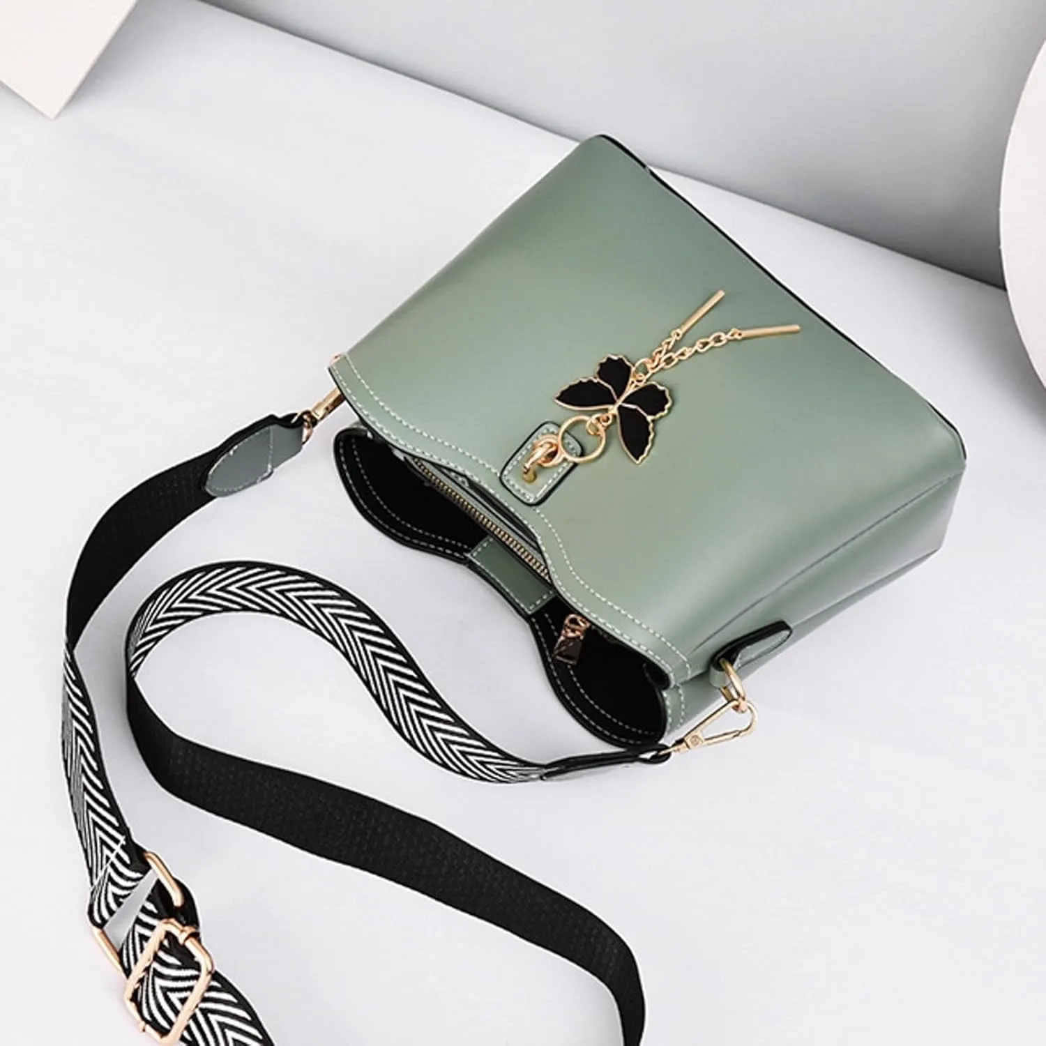Fashionable And Versatile Women's Casual Bags Large Capacity Simple Solid Color Single Small Shoulder (Green, One Size)
