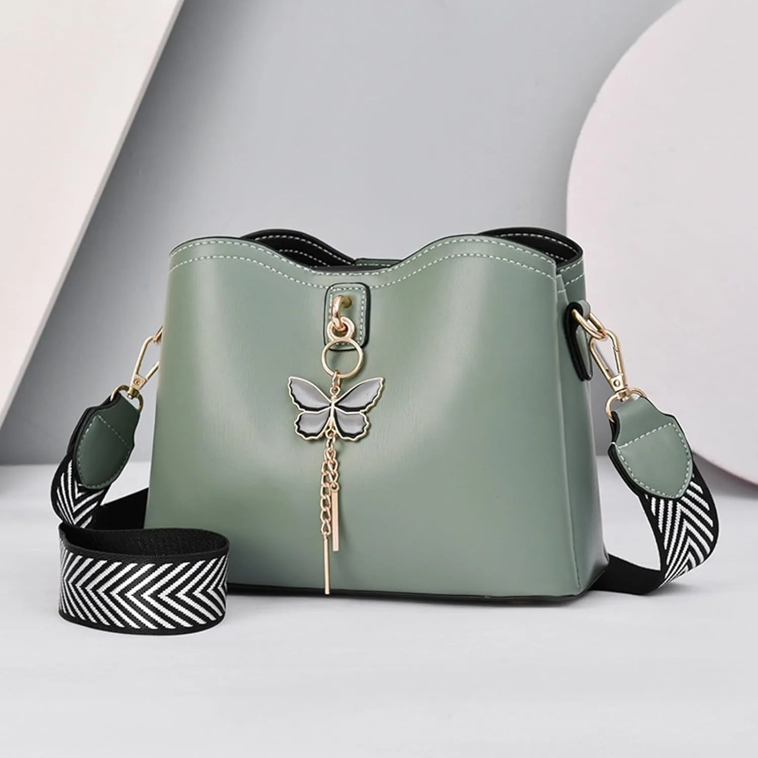 Fashionable And Versatile Women's Casual Bags Large Capacity Simple Solid Color Single Small Shoulder (Green, One Size)