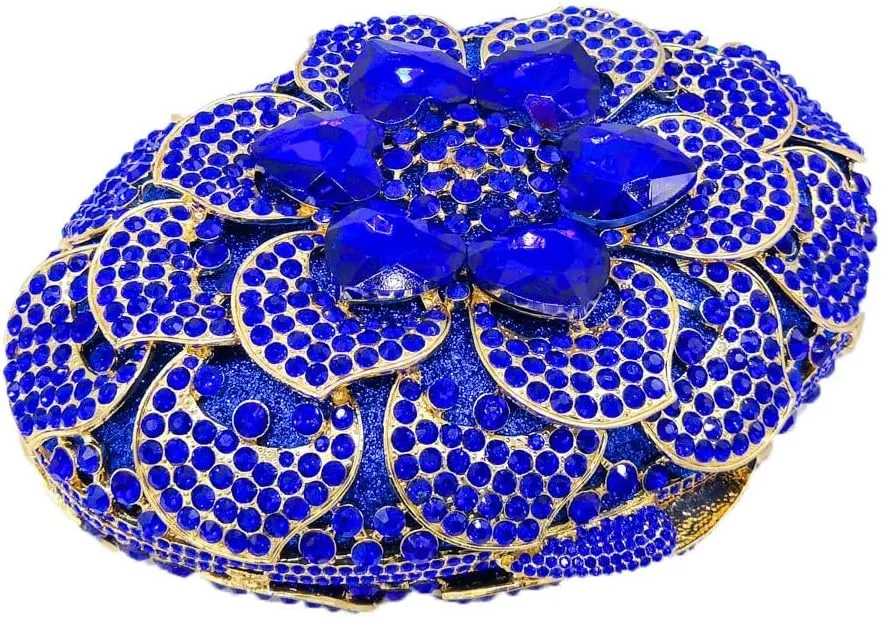Floral Big Diamond Crystal Women Evening Bags Clutch Wedding Purse Party Clutches