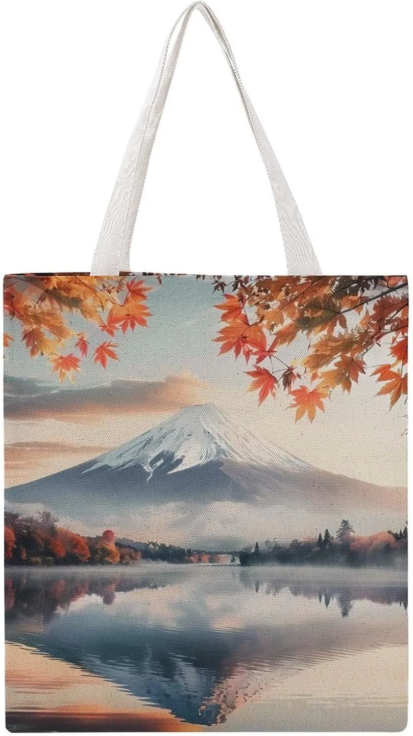 Fushi Ko Canvas Tote Bag Casual Handbags Grocery Shopping Purses Work Bag for Women