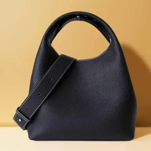 Genuine Leather Bucket Tote Bag Hobo Crossbody Bags for Women Trendy Purses Handbags Shoulder Purse Everyday Purse