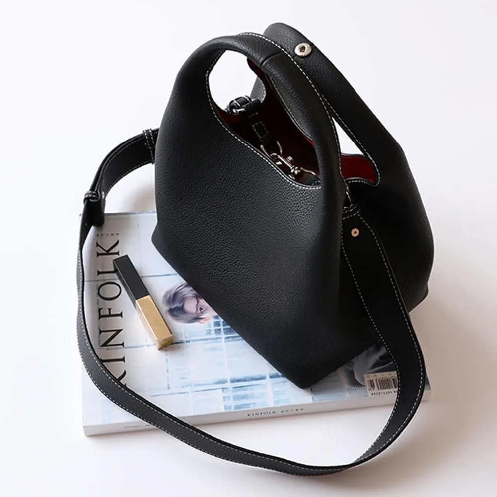 Genuine Leather Bucket Tote Bag Hobo Crossbody Bags for Women Trendy Purses Handbags Shoulder Purse Everyday Purse