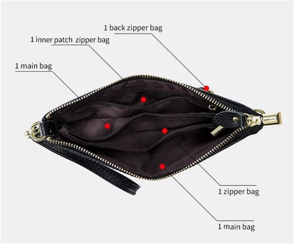 Genuine Leather Crossbody Bag for Women Wristlet Band Clutch Phone Small Handbags Ladies Totes