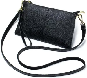 Genuine Leather Crossbody Bag for Women Wristlet Band Clutch Phone Small Handbags Ladies Totes