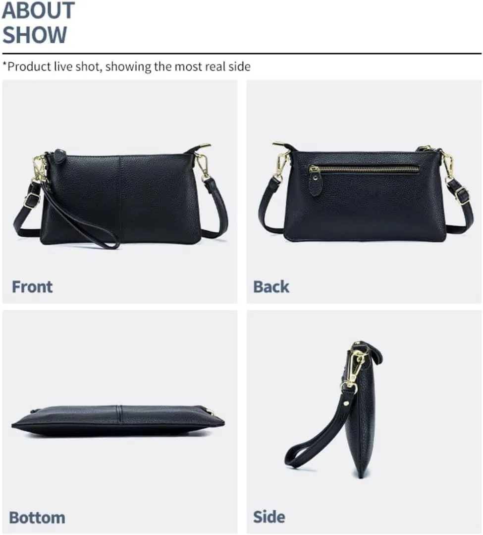 Genuine Leather Crossbody Bag for Women Wristlet Band Clutch Phone Small Handbags Ladies Totes