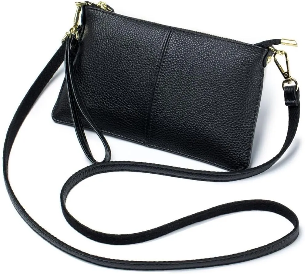 Genuine Leather Crossbody Bag for Women Wristlet Band Clutch Phone Small Handbags Ladies Totes