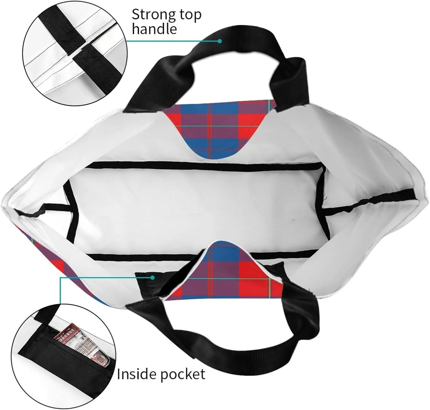 Georgia Tartan Tote Bag For Women Weekender Travel Bag Reusable Grocery Bags Large Totes Handbags