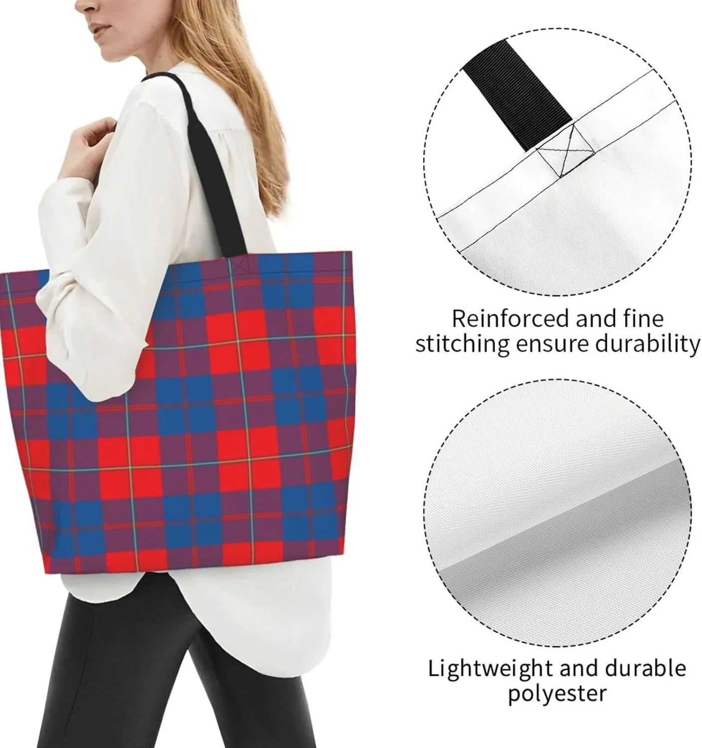 Georgia Tartan Tote Bag For Women Weekender Travel Bag Reusable Grocery Bags Large Totes Handbags