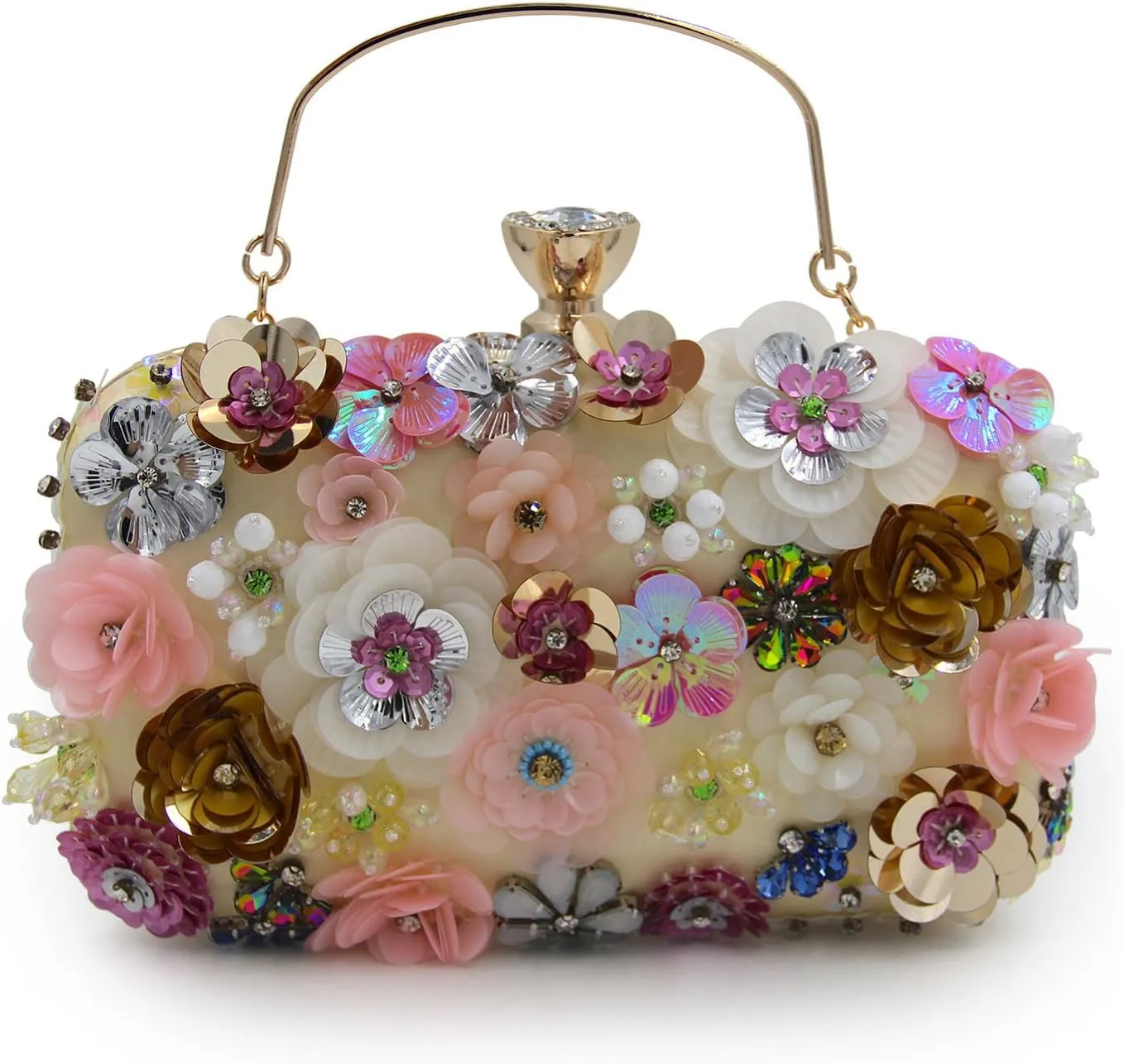 Girl's Colored Beaded Rhinestone Evening Purse Clutches Bag for Party Wedding Elegant Handbag