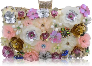 Girl's Colored Beaded Rhinestone Evening Purse Clutches Bag for Party Wedding Elegant Handbag