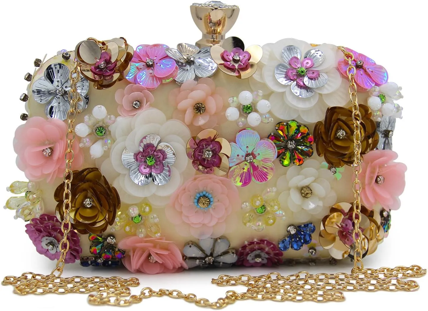 Girl's Colored Beaded Rhinestone Evening Purse Clutches Bag for Party Wedding Elegant Handbag