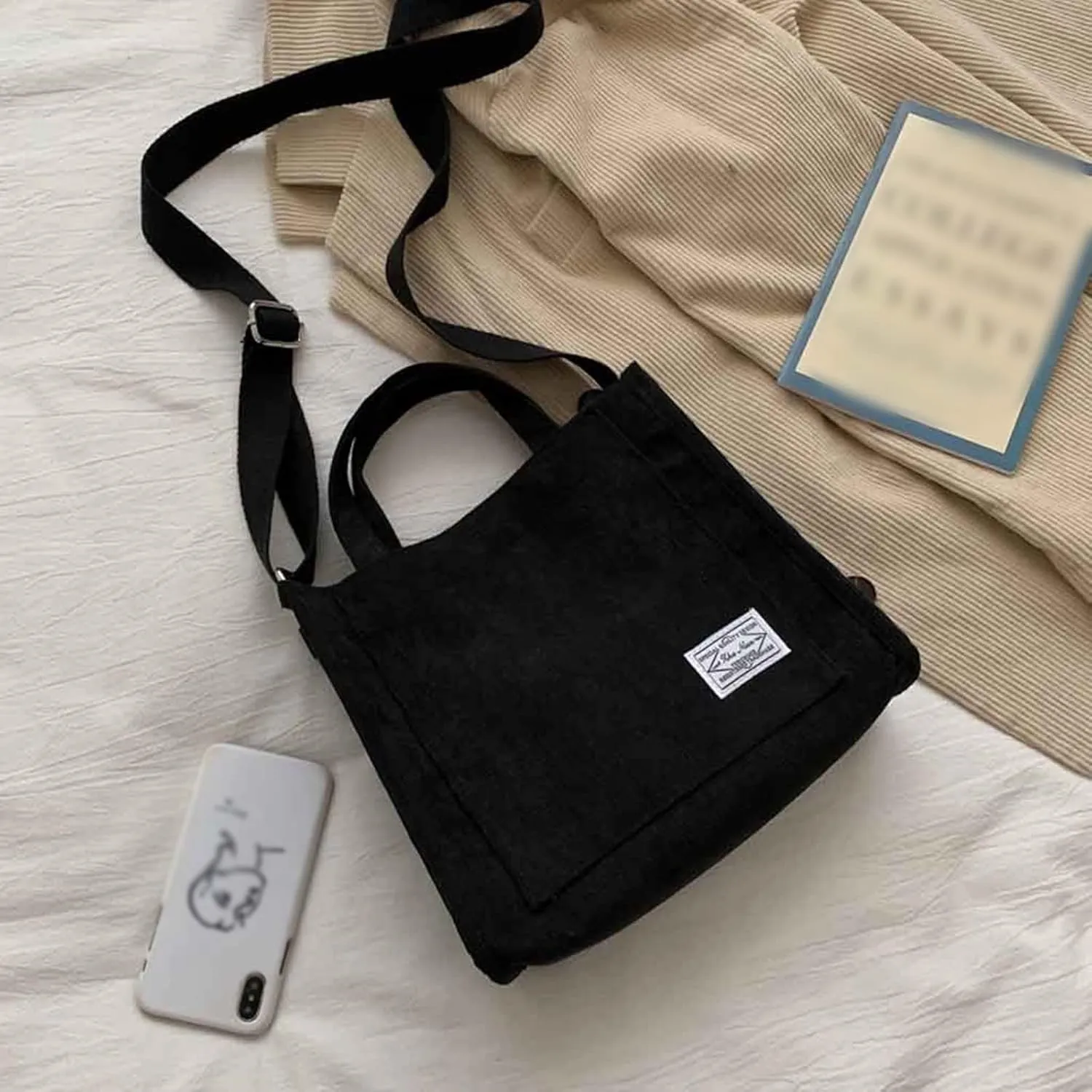 Girls' Polyester New Small Square Bag Korean Fashion Portable One Shoulder Drawstring Crossbod Bag Small Shoulder