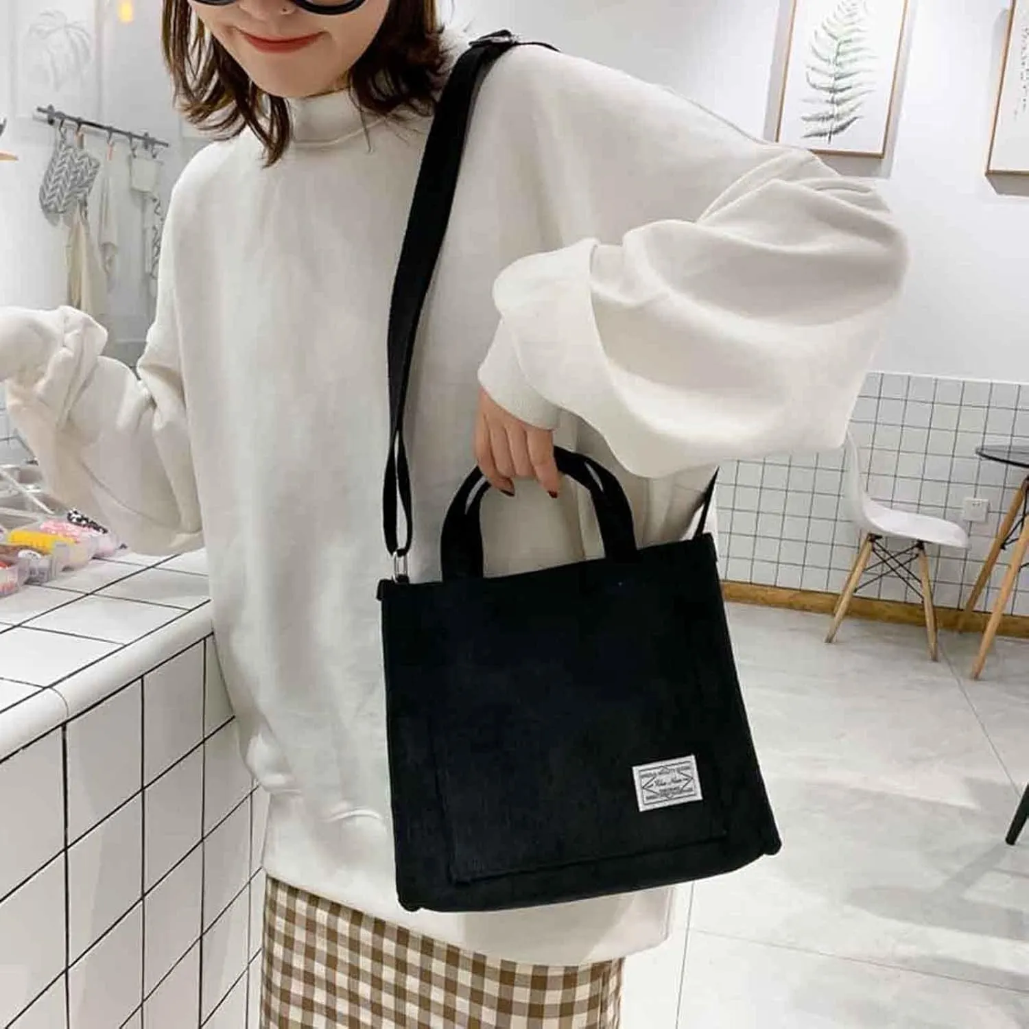 Girls' Polyester New Small Square Bag Korean Fashion Portable One Shoulder Drawstring Crossbod Bag Small Shoulder