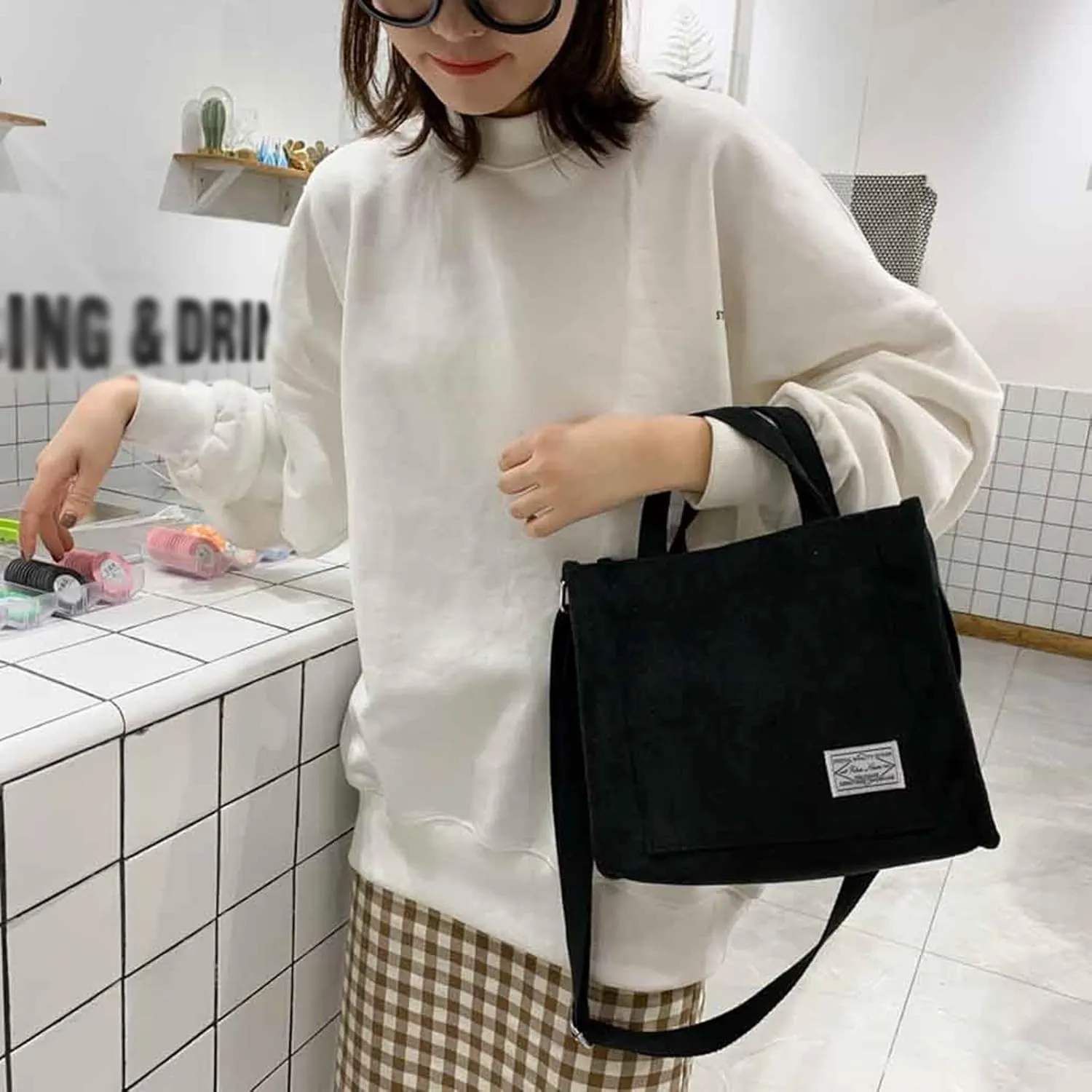 Girls' Polyester New Small Square Bag Korean Fashion Portable One Shoulder Drawstring Crossbod Bag Small Shoulder