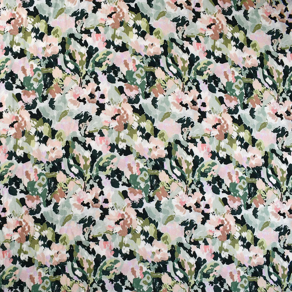 Églantine & Zoé Belle Artistic Floral Rayon Poplin Sage Green/Blush