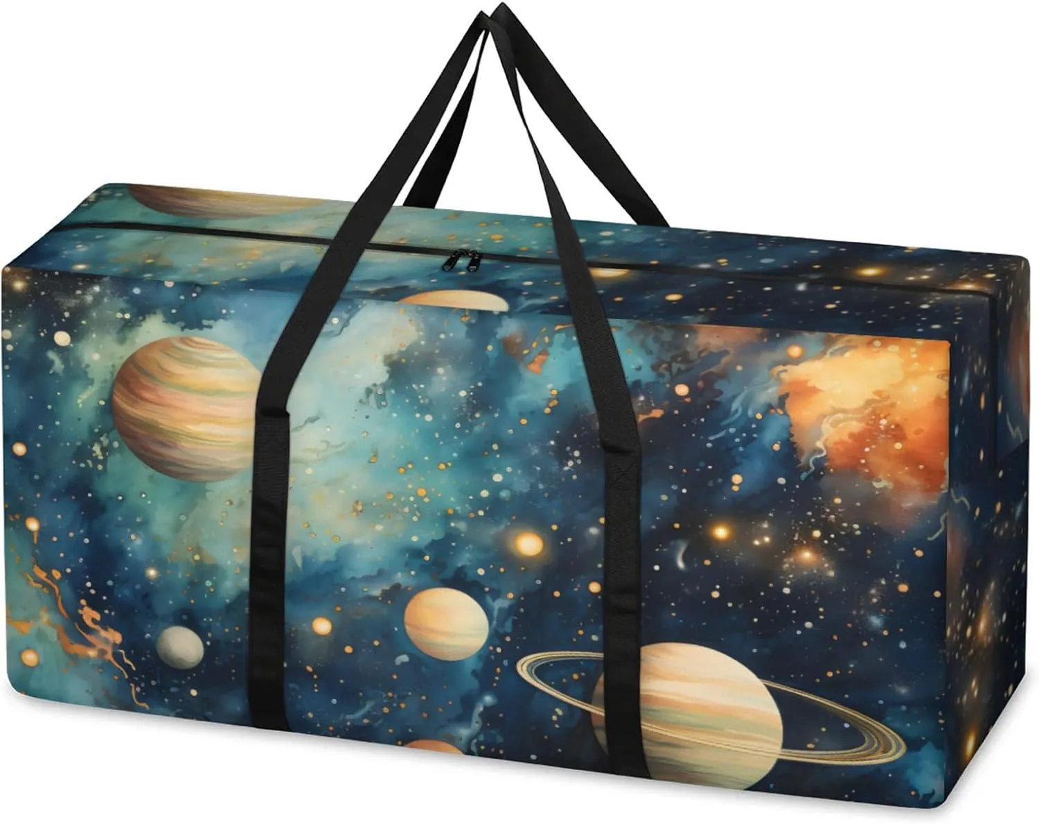 Glitter Galaxy Extra Large Moving Bags Heavy Duty Storage Bags Colorful Galaxy Cloth Wrap Around Handles Double Zipper Reusable Convenient Foldable Storage Tote for Travel Camping Space Save