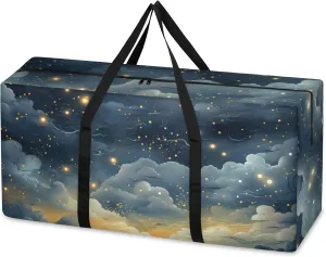 Glitter Galaxy Extra Large Moving Bags Heavy Duty Storage Bags Dreamy Galaxy Cloth Wrap Around Handles Double Zipper Reusable Convenient Foldable Storage Tote for Travel Camping Space Save