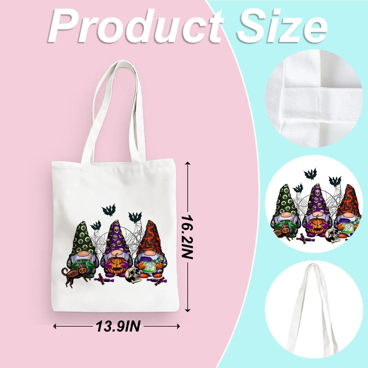 Gnome Gifts Sunflower Bee Fall Leaves Pumpkin Witch Gnomes Tote Bag for women Halloween Christmas Thanksgiving