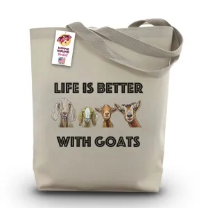 Goat Tote Bag - Life is Better with Goats Tote Bag - Goat Lover Gifts - Handmade Totes - Goat Canvas Totes - Cute Goat Reusable Shopping Bag - Grocery Bag - Goat Gifts for Women - Beach Bag