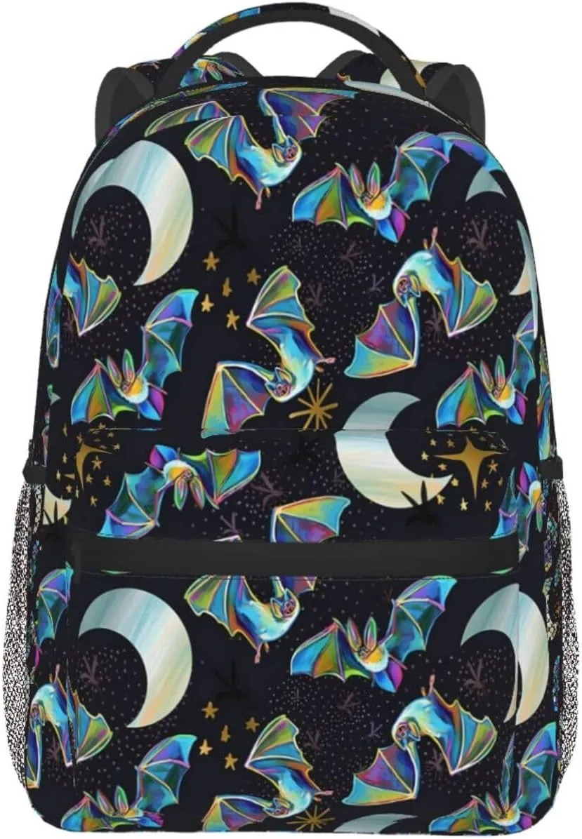 Gothic Goth Horror Backpack,Fashion Bat Pattern Daypack Computer Backpacks Bookbag for Men Women