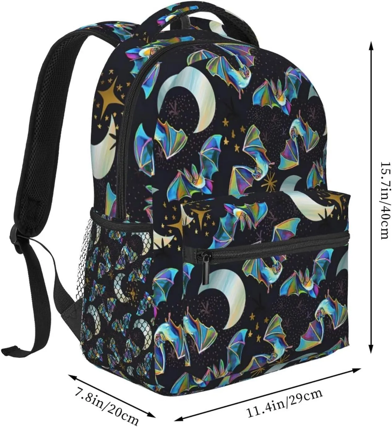 Gothic Goth Horror Backpack,Fashion Bat Pattern Daypack Computer Backpacks Bookbag for Men Women