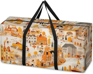 Graffiti City Extra Large Moving Bags Heavy Duty Storage Bags Artistic City Cloth Wrap Around Handles Double Zipper Reusable Convenient Foldable Storage Tote for Travel Camping Space Save