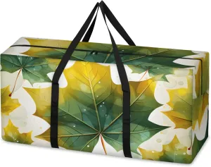 Graffiti Maple Leaves Extra Large Moving Bags Heavy Duty Storage Bags Colorful Leaves Cloth Wrap Around Handles Double Zipper Reusable Convenient Foldable Storage Tote for Travel Camping Space Save