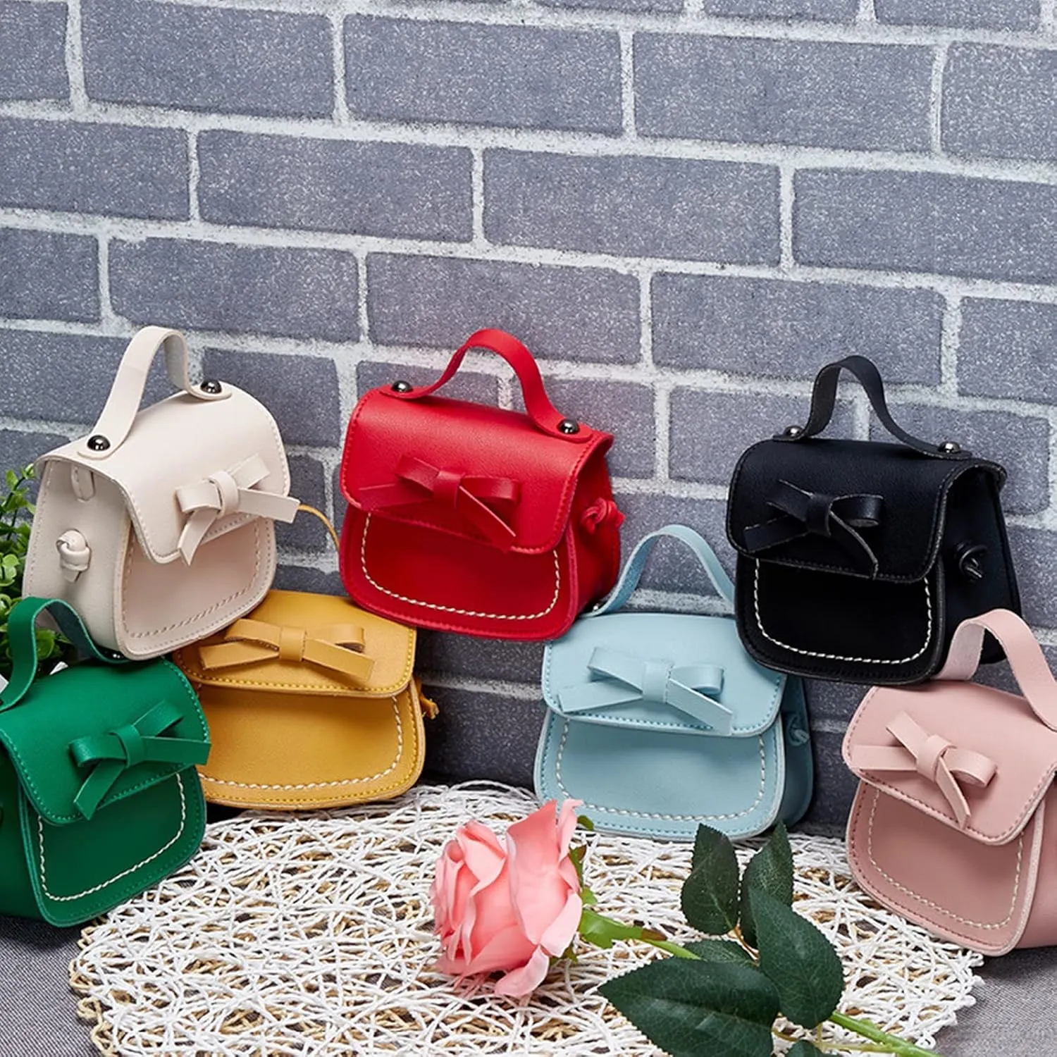 Handbag Under the Arm Purses Little Girl's Leather Shoulder Bag For Girls One Shoulder Bag Solid Color Mini