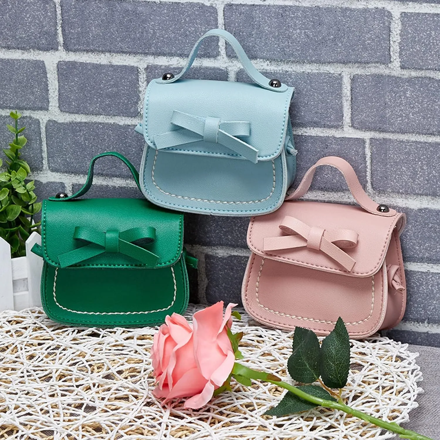 Handbag Under the Arm Purses Little Girl's Leather Shoulder Bag For Girls One Shoulder Bag Solid Color Mini