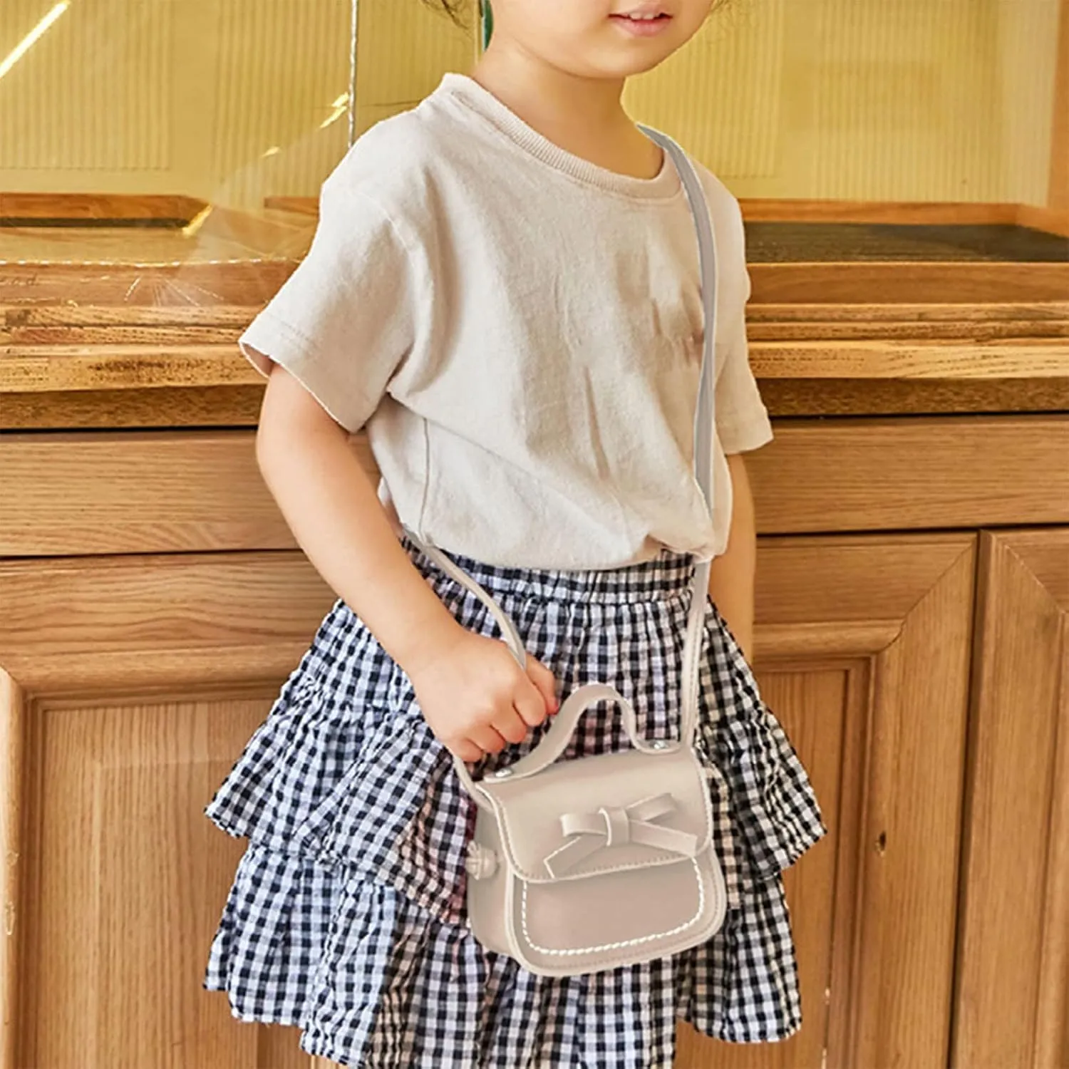 Handbag Under the Arm Purses Little Girl's Leather Shoulder Bag For Girls One Shoulder Bag Solid Color Mini