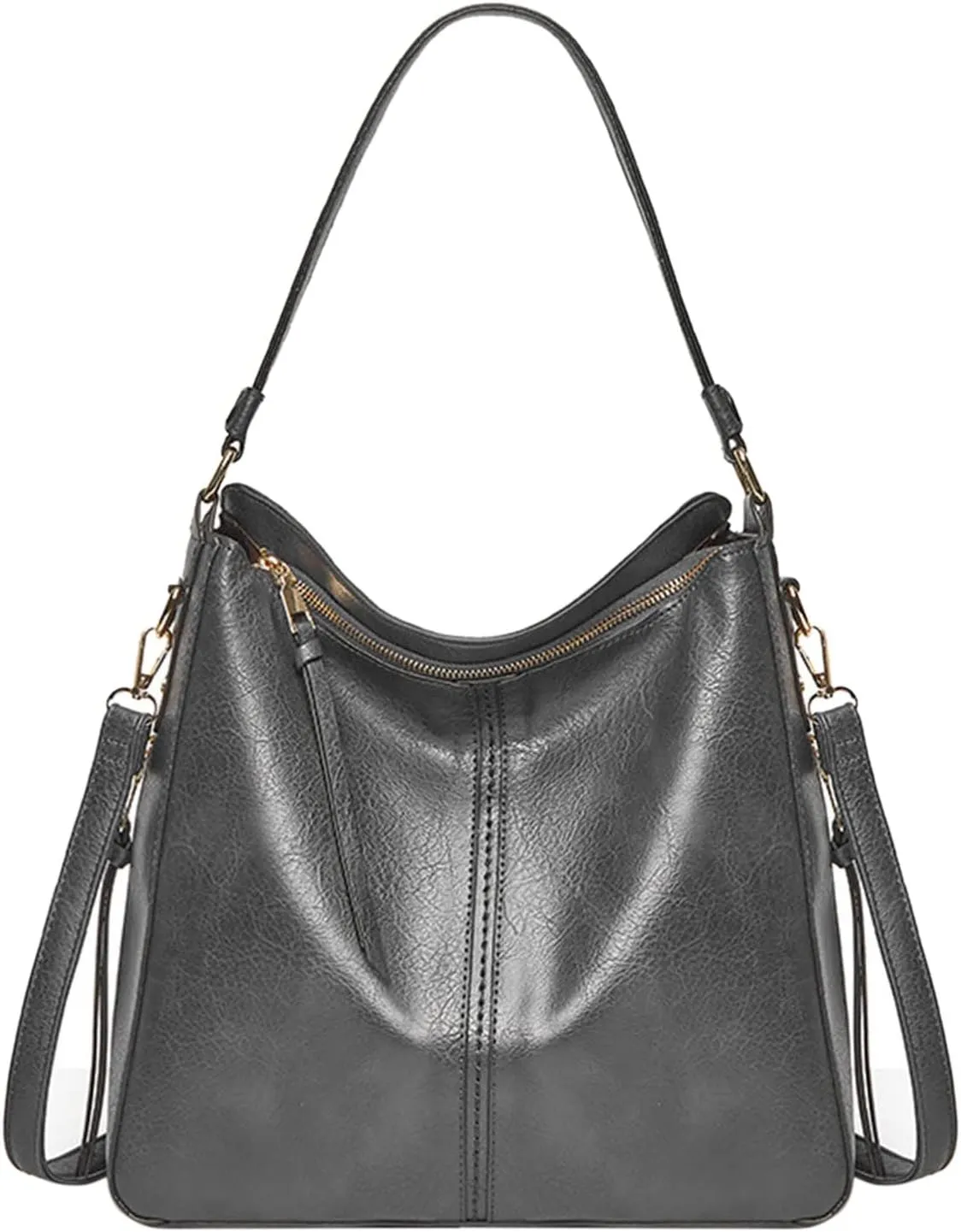 Handbags For Women Large Designer Ladies Bag Bucket Purse Faux Leather Purse Names Bags (Grey, One Size)
